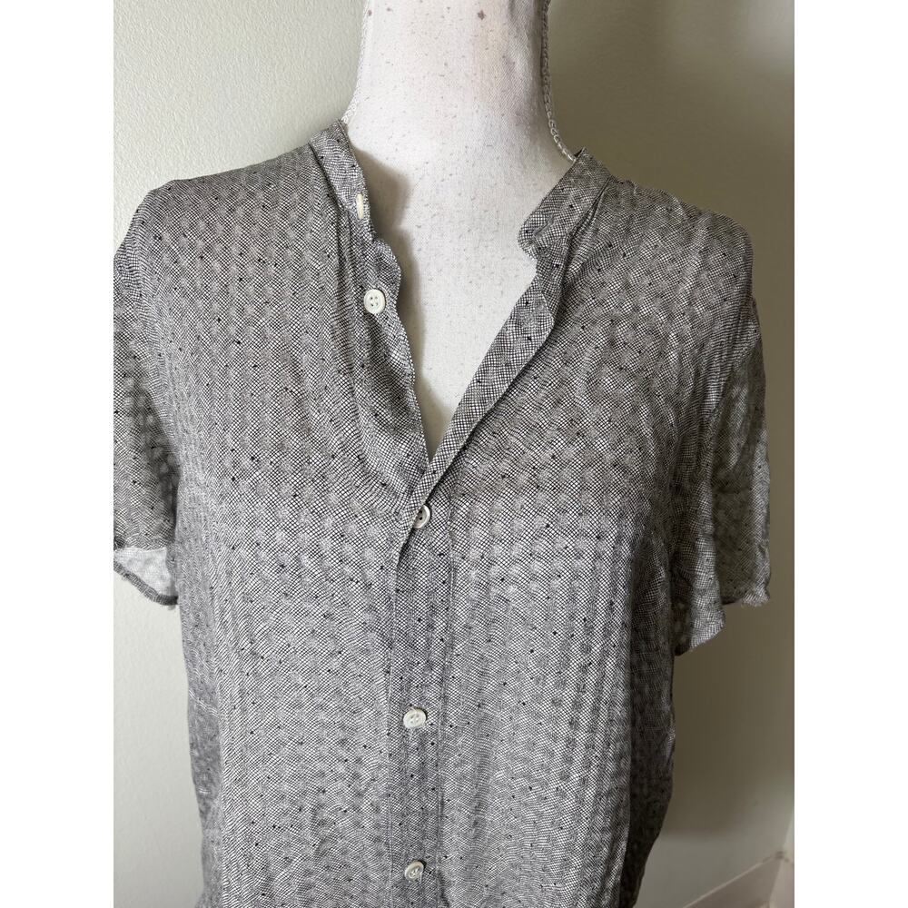 Billy Reid Black and White Dot Print Short Sleeve Shirt Sz M - Picture 2 of 5